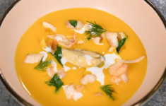 Тыквенный суп с морепродуктами